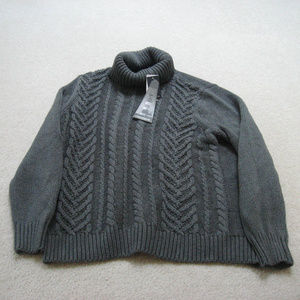 Women's Plus Lands' End Grey Cable Stitch Sweater